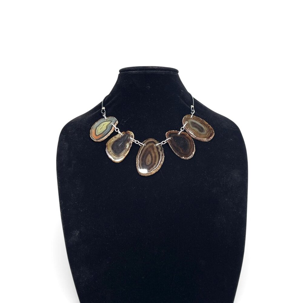 J.Jill Natural Agate Slice Statement Necklace Bro… - image 4
